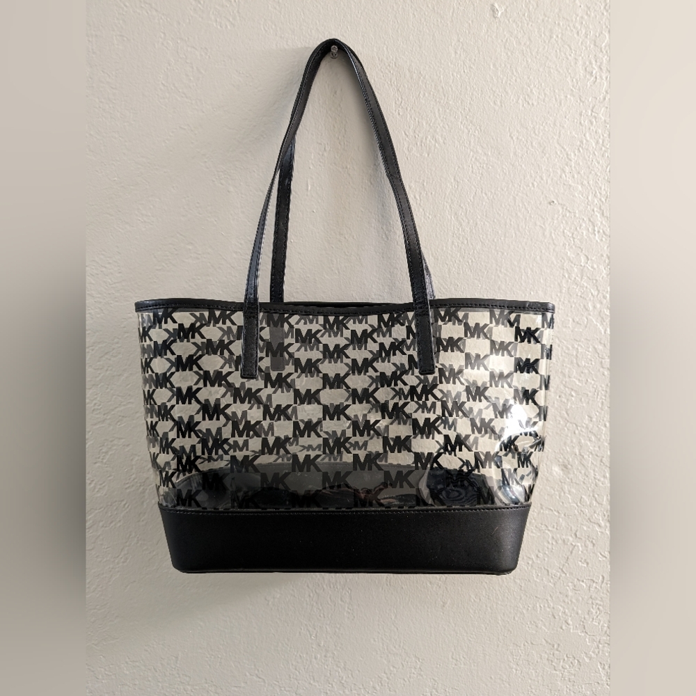 Michael Kors Jet Set Clear Tote With Leather Trim